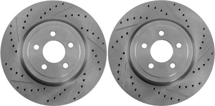High Performance Cross-Drilled & Slotted Front Brake Rotors for 2005-2017 Dodge