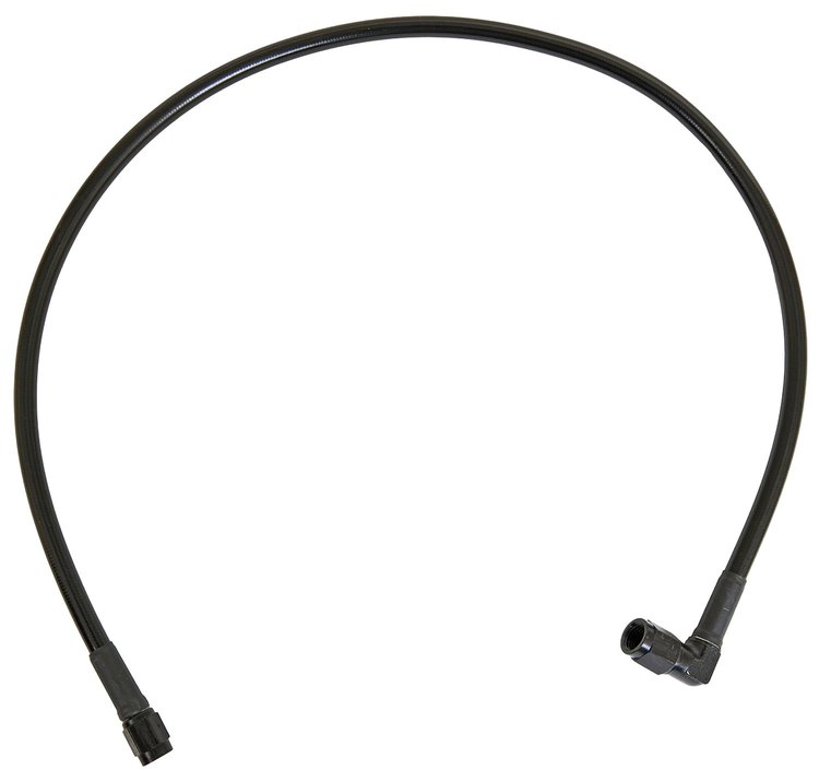 Black Coated Brake Hose [-3 AN, Straight Female to 90 degree Female, 24 in. Length]