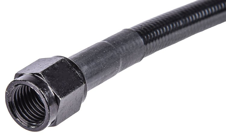 Black Coated Brake Hose [-4 AN, Straight Female to Straight Female, 12 in. Length]