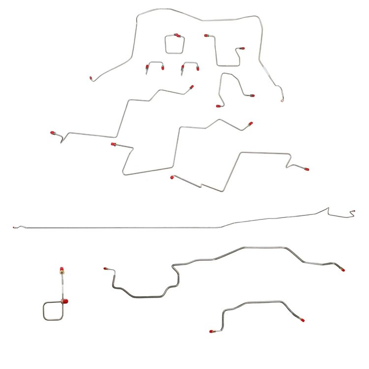 Complete Brake Line Kit for 1998-2001 Dodge Ram 3500 Dually 4WD w/Regular Cab/Long Bed/Drum Brakes [Stainless]