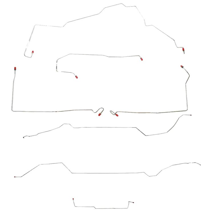 Complete Brake Line Set for 2000-2005 Chevy Malibu, Olds. Alero, Pontiac Grand Am w/ABS, TC [Stainless Steel]