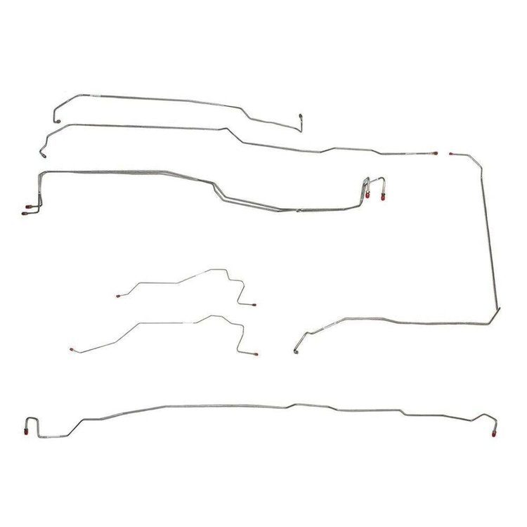 Complete Brake Line Kit for 2007-2008 Chevy  Silverado, GMC Sierra 1500 4WD w/Extended/Crew Cab, Rear Drum [Stainless Steel]