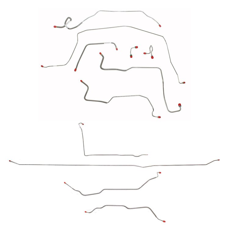 Complete Standard Brake Line Kit for 1967-1970 Chevy C10, GMC 1500 2WD Long Bed/Coil Spring, 5-Lug/Leaf Spring [Stainless Steel]