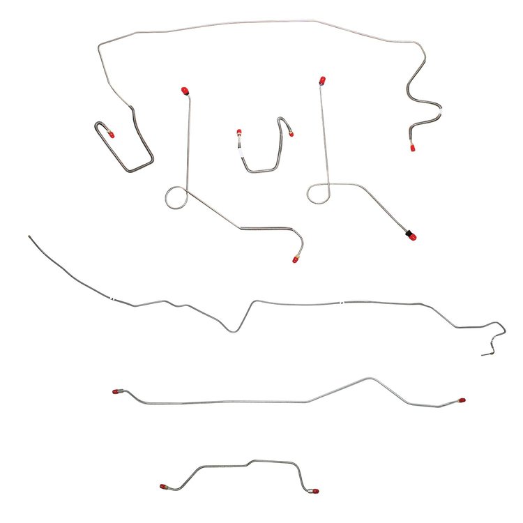 Complete Brake Line Kit for 1968-69 Mopar A-Body w/ Power Drum, 7-1/4 in. or 8-1/4 in. Axle [Steel]