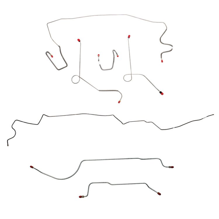 Complete Brake Line Kit for 1968-69 Mopar A-Body w/ Power Drum, 8 3/4 in. Axle, 108 in. Wheel Base [Stainless Steel]