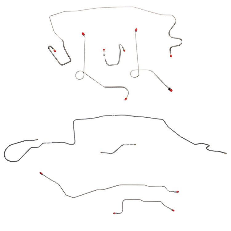 Complete Brake Line Kit for 1968-69 Mopar A-Body w/ Power Disc, Dana Axle, 108 in. Wheel Base [Steel]