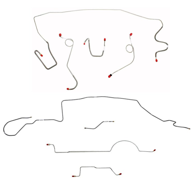 Complete Brake Line Kit for 1971 Mopar A-Body w/ Standard Disc, 8 3/4 in. Axle, 108 in. Wheel Base [Steel]
