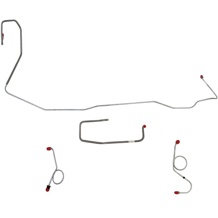 4-Piece Front Brake Line Kit for 70-73 Mopar E-Body Non-Power Drum [Steel]