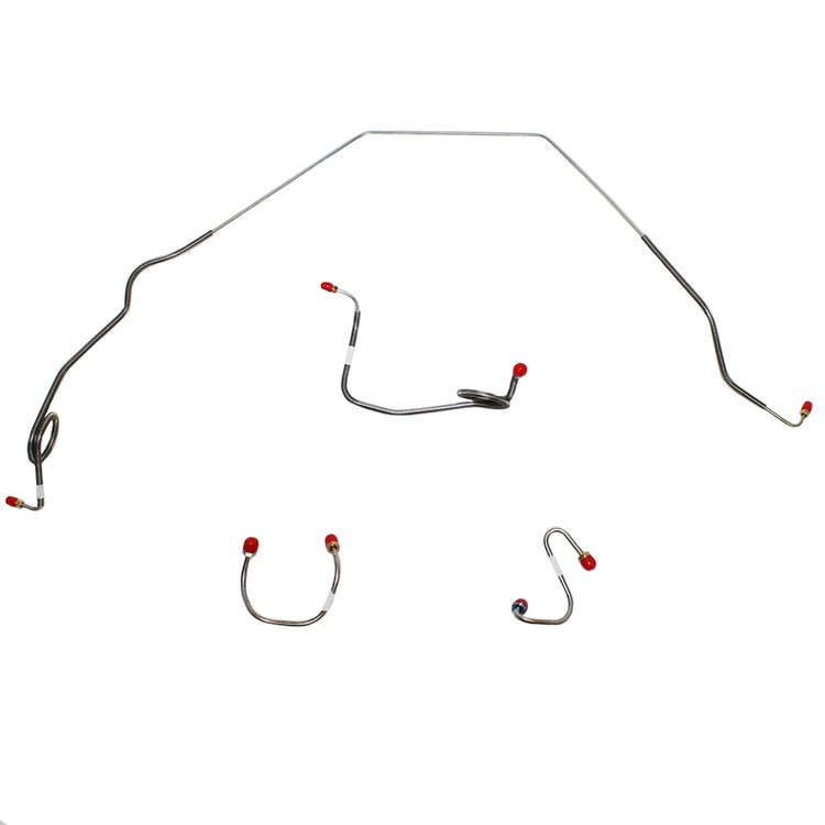 Front 4-Piece Brake Line Set for 69 Pontiac Firebird w/ Standard Drums [Steel]