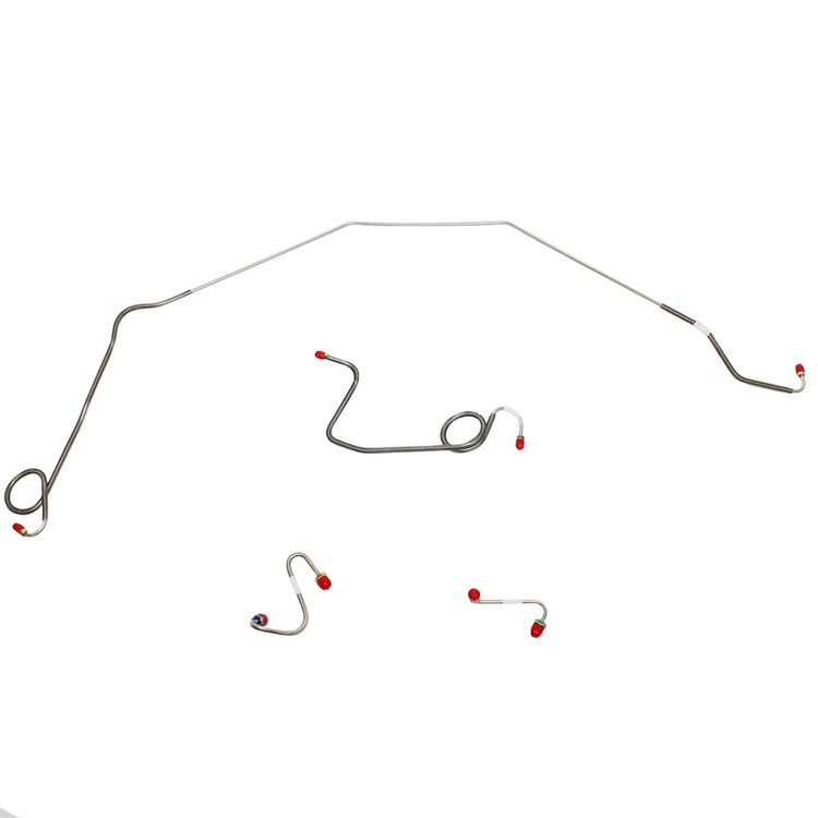 Front 4-Piece Brake Line Set for 69 Pontiac Firebird w/ Power Drums [Steel]