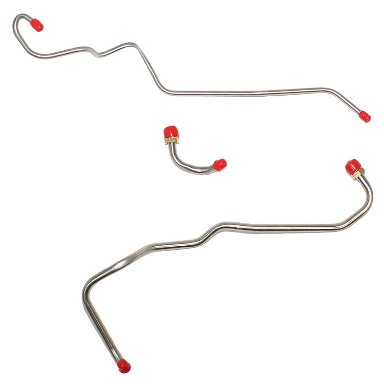 Pump To Carburetor Fuel Line for 67 Pontiac Firebird/Lemans/GTO w/ 326ci High Output V8 4-bbl Quadrajet, Inline Filter [Steel]