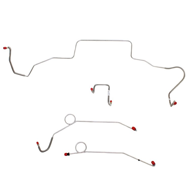 Front 4 Line Kit for 67 Mopar B-Body w/ Power Brakes w/ Right-Front Line & Routes Over Frame [Steel]