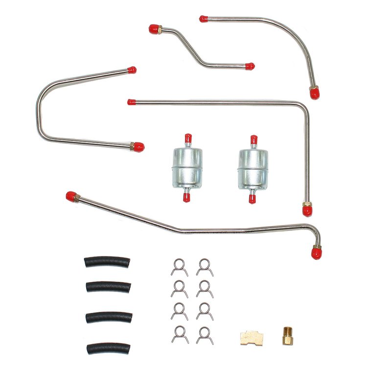 Pump To Carbs Fuel Line Set for 62-63 Mopar B-Body 413/426ci Wedge w/ Edelbrock Dual 4-bbl Carbs/X-Ram [Steel]