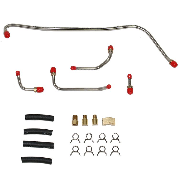 Pump To Carb Lines for 63-64 Mopar B-Body 413/426ci Max Wedge, Carter 3705 Dual 4-bbl Carburetor [Steel]