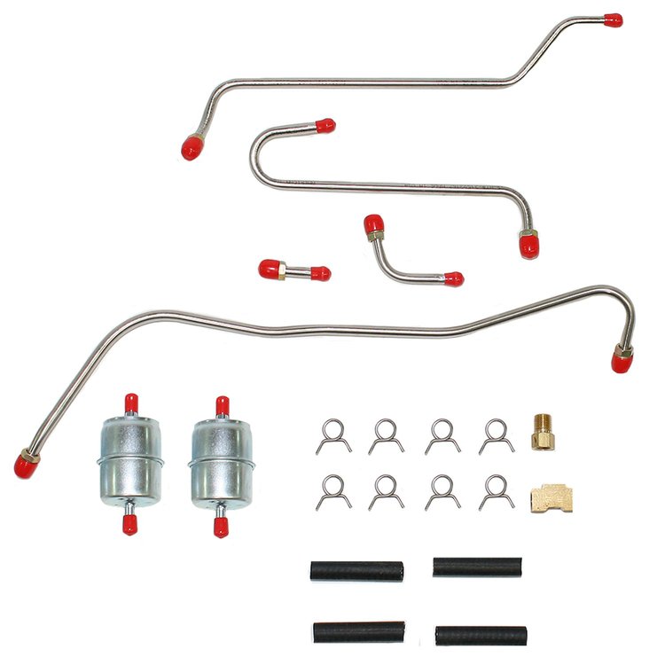 Pump To Carb Fuel Lines for 64 Mopar B-Body 413/426ci Max Wedge w/ Dual Edelbrock 4-bbl [Stainless Steel]