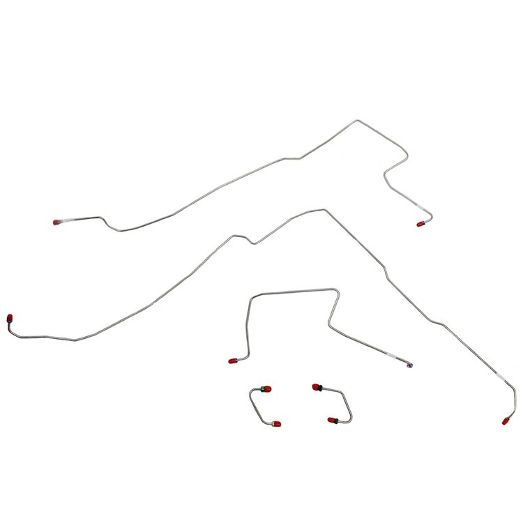 Front Brake Line Set for 97-06 Jeep Wrangler w/ No Anti-Lock Brakes w/ Front Disc/Rear Drum [Steel]