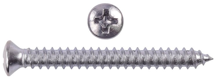 Phillips Oval Head Sheet Metal Screws #8 x 1 1/2 in. OAL with #6 Head [100 Pieces]