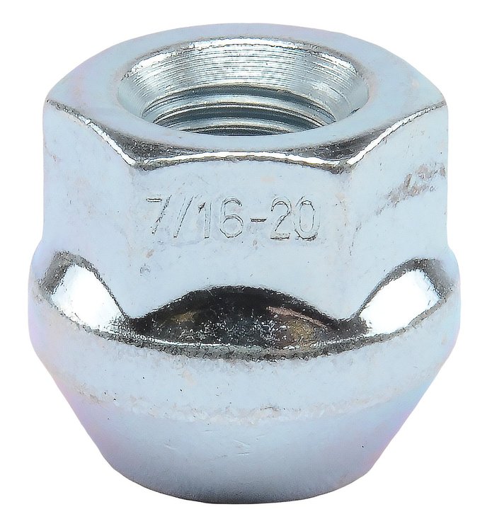 Bulge Acorn Lug Nuts, Short Open-End [7/16 in.-20 RH, Zinc, Set of 4]