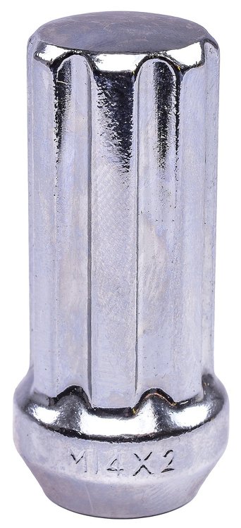 Spline Drive Lug Nuts, Long Closed-End [14mm x 2.0 RH, Chrome]