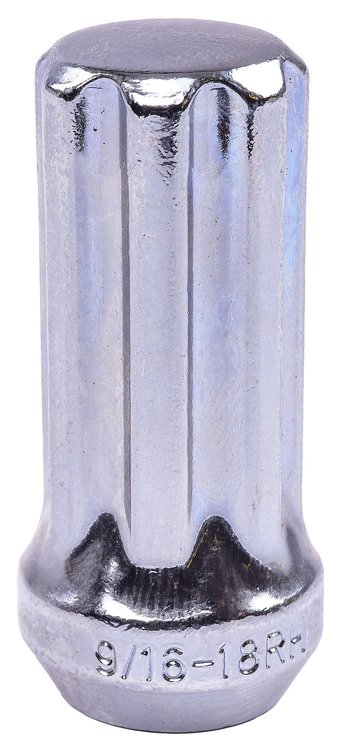 Spline Drive Lug Nuts, Long Closed-End [9/16 in.-18 RH, Chrome]