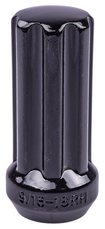 Spline Drive Lug Nuts, Long Closed-End [9/16 in.-18 RH, Black Chrome]
