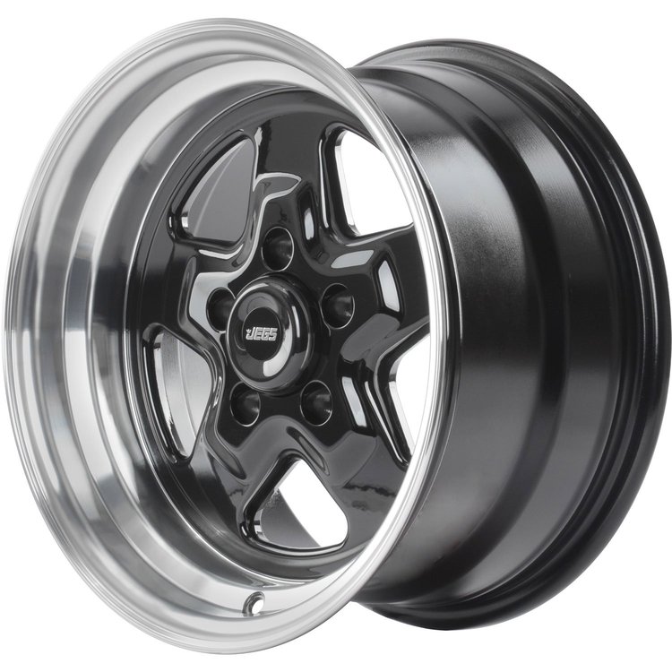 Sport Star 5-Spoke Wheel [Size: 15" x 8"] Polished Lip with Black Spokes