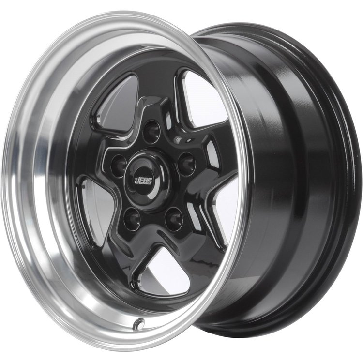 Sport Star 5-Spoke Wheel [Size: 15" x 8"] Polished Lip with Black Spokes