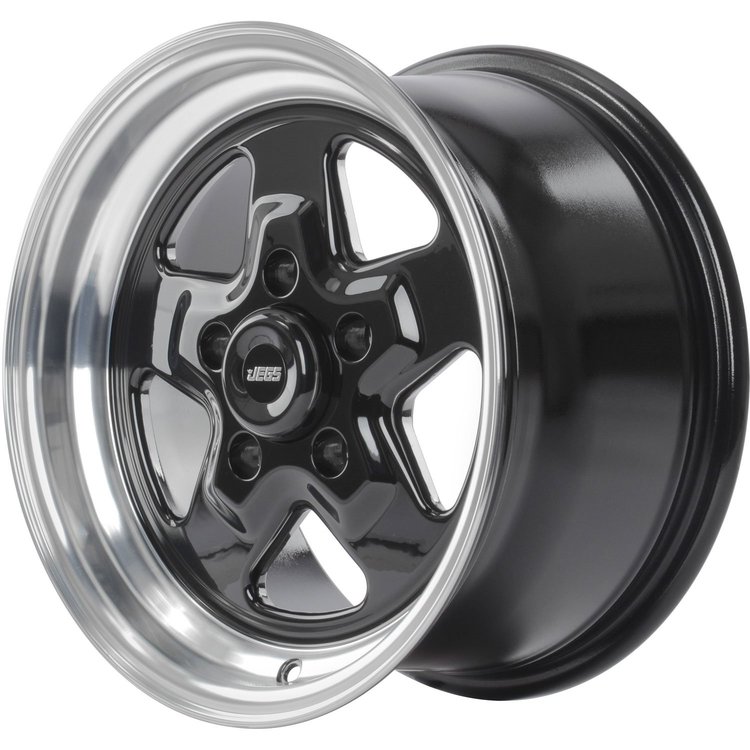 Sport Star 5-Spoke Wheel [Size: 15" x 8"] Polished Lip with Black Spokes