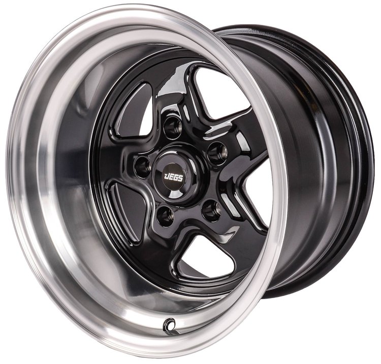 Sport Star 5-Spoke Wheel [Size: 15" x 10"] Polished Lip with Black Spokes