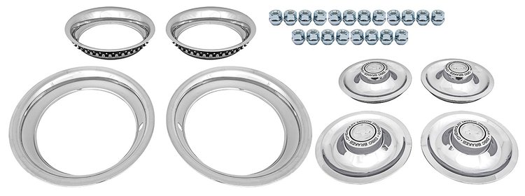 Rally Wheel Restoration Kit with 1967 Disc Brake Center Cap Set [15 in. x 6 in. Wheels]