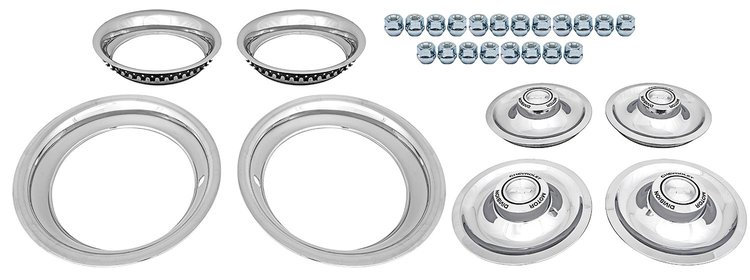 Rally Wheel Restoration Kit with 1967 Drum Brake Center Cap Set [15 in. x 6 in. Wheels]