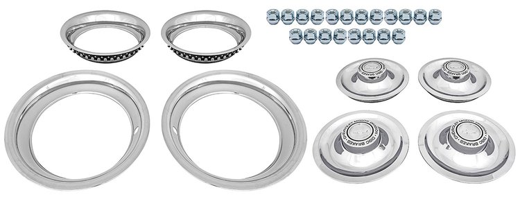 Rally Wheel Restoration Kit with 1967 Disc Brake Center Cap Set [15 in. x 7 in. Wheels]