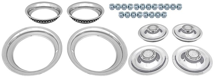 Rally Wheel Restoration Kit with 1967 Disc Brake Center Cap Set [15 in. x 8 in. Wheels]