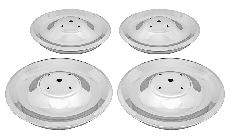 Rally Wheel Center Caps - Flat Base [Chrome, Stainless, 4-PC]