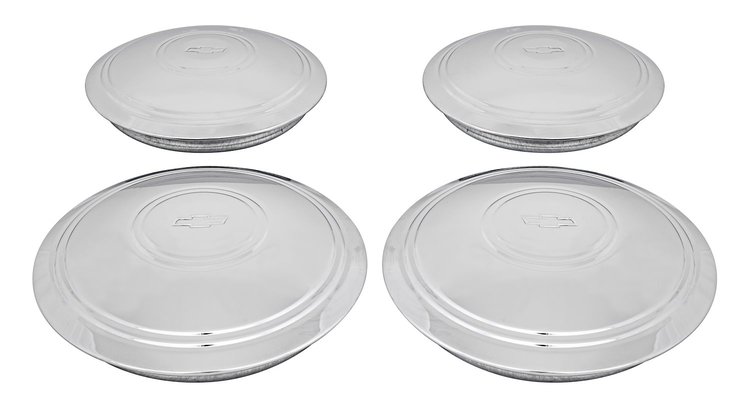 "Police" Rally Wheel Center Caps - GM Licensed Bowtie [Chrome, Stainless, 4-PC]