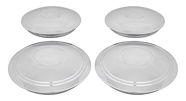 "Police" Flat Wheel Center Caps Fits OE & Aftermarket Chevy Corvette Rally Wheels [Chrome, Stainless, 4-PC]