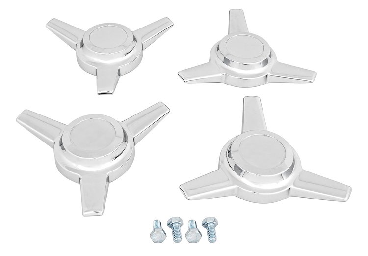 Three Bar Straight Spinner Caps  [Chrome Zinc, 4-PC]
