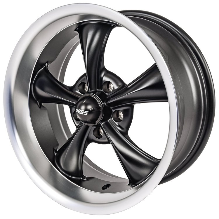 Resto-Rod Wheel [Size: 18" x 8"] Machined Lip with Matte Black Spokes