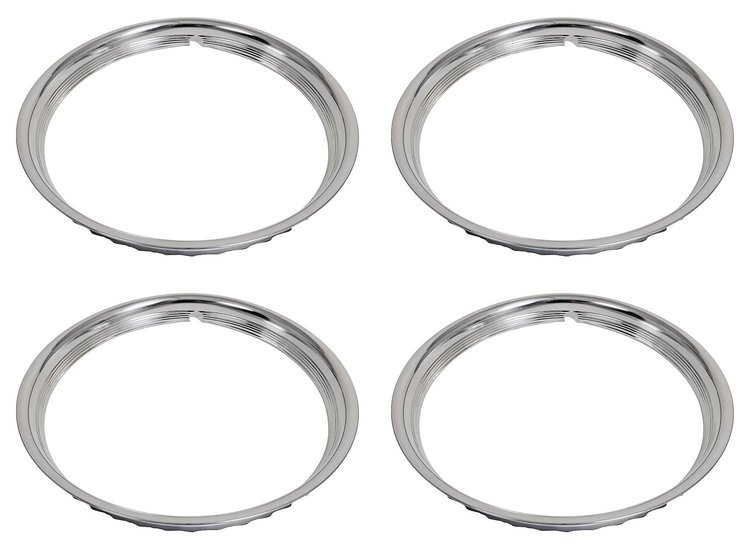 Ribbed Hotrod Style Trim Rings for 14 in. Rally and OE Steel Wheels [Stainless Steel, Chrome]