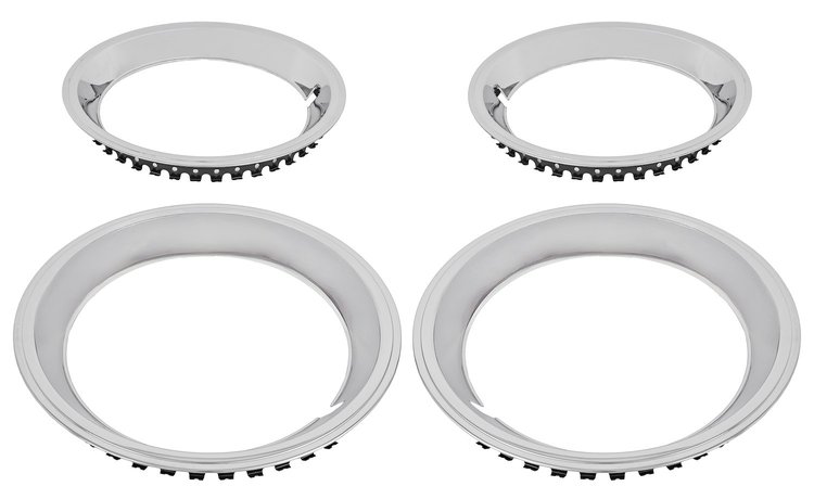 Stainless Deep Dish Trim Ring Set w/Stepped Edge for Rally 14 in. x 6-7 in. Wheels [1.750 in. Deep]