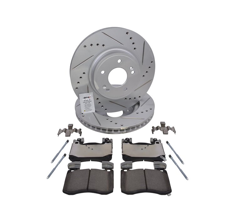 Sport Performance JX17 Brake Pads & Rotors Kit Fits 2018-2022 Genesis G70, KIA Stinger [Front]