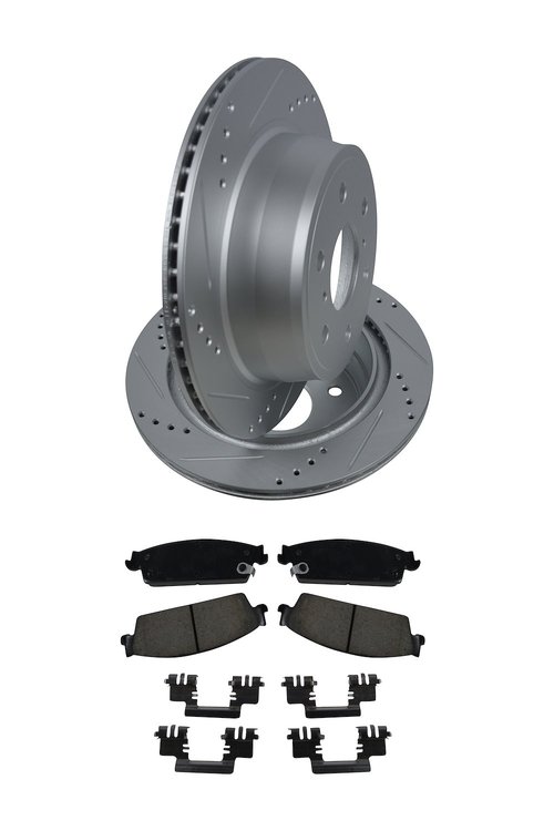 Street Performance JX11 Brake Pads & Rotors Kit Fits Select 2007-2014 Cadillac, Chevrolet, GMC [Rear]