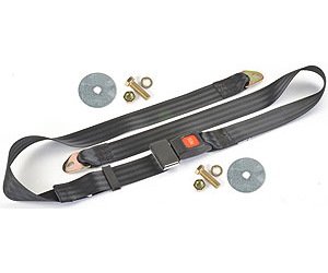 2-Point Non-Retractable Seat Belt & Hardware Kit, Black with Push-Button Latch [Length: 74 in.]
