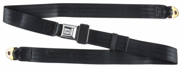 2-Point Non-Retractable Seat Belt, Black with Push-Button Latch [Length: 74 in.]