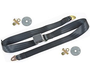2-Point Non-Retractable Seat Belt & Hardware Kit, Black with Lift Latch [Length: 74 in.]