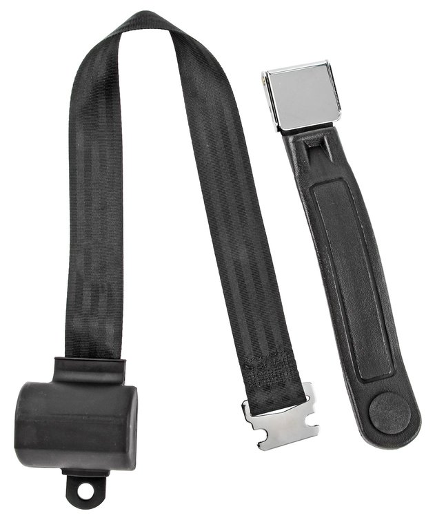 2-Point Retractable Seat Belt, Black with Chrome Lift Latch [60 in. Overall Length]
