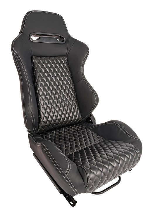 Racing High Back Sport Seat, Black Simulated Leather [Left/Driver Side]