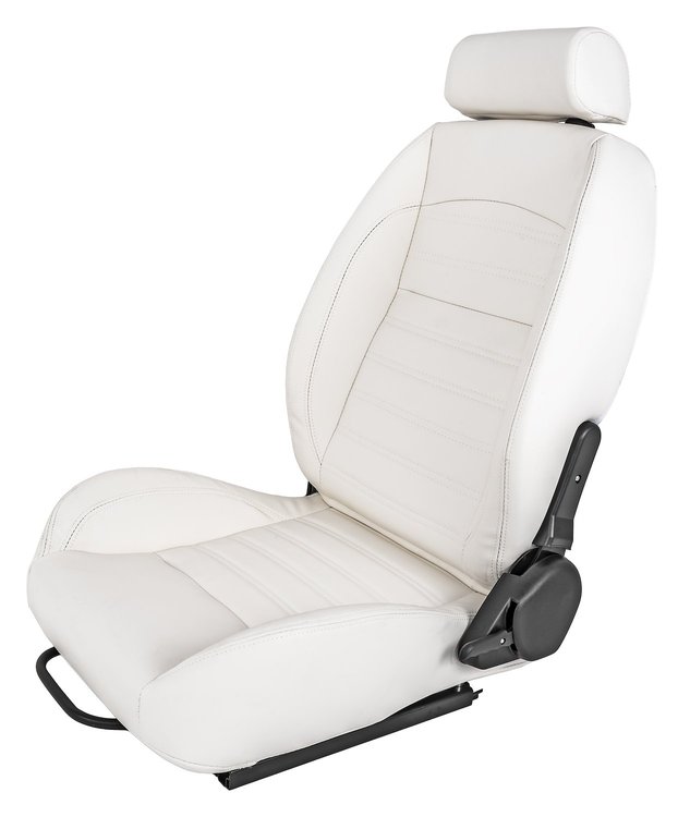 Retro Low Back Reclining Bucket Seat with Headrest, Left/Driver Side [White]