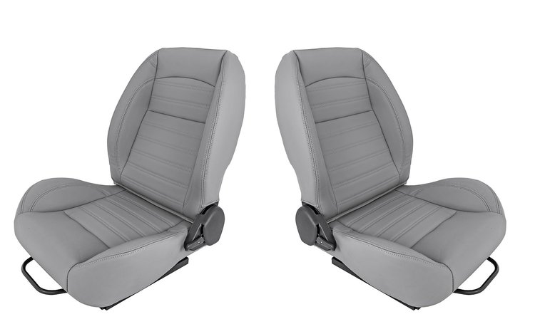 Retro Low Back Reclining Bucket Seat Kit [Without Headrest, Gray]