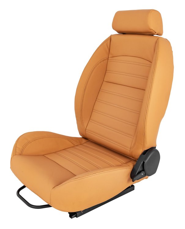 Retro Low Back Reclining Bucket Seat with Headrest, Left/Driver Side [Beige]